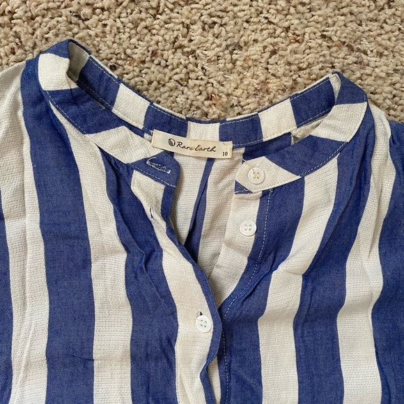 Blue and white striped nautical button down, small - Picture 3 of 5
